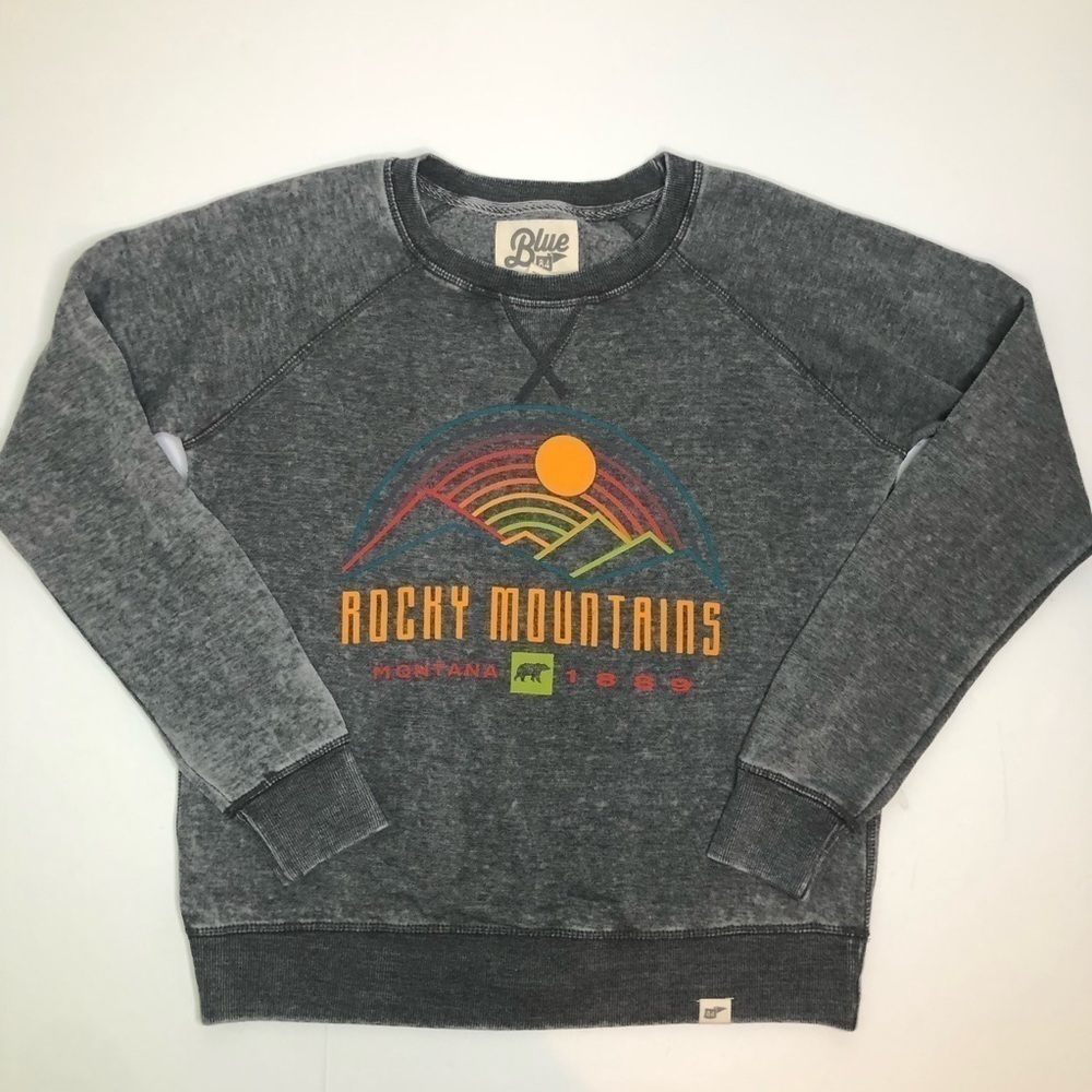 Rocky Mountains Charcoal Super Soft Crew Neck Sweatshirt Sz M Like New